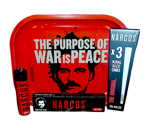 Narcos Small Red Rolling Tray Set