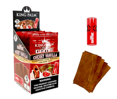 King Palm Tobacco Leaf Wraps With Glass Tips 5 Pack - Cherry Vanilla