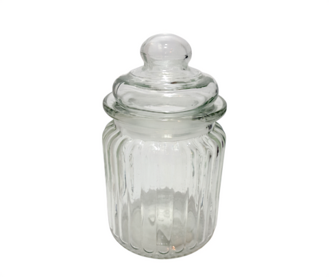 Clear Glass Vertical Rib Jar (8.5 x 5.5cm).