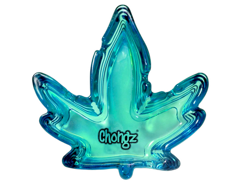 Chongz Blue Leaf Shaped Glass Ashtray