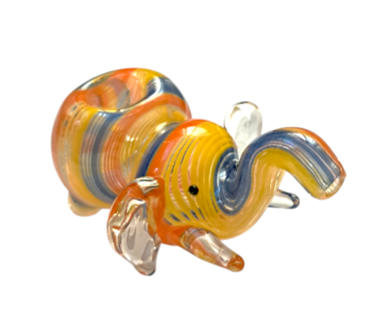 Coloured Glass Elephant Pipe 10cm x 11cm