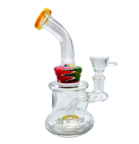 Glass Percolator Bong 17cm - Yellow Rim