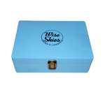 Wise Skies Blue Wooden Rolling Box Large
