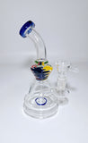 Glass Percolator Bong 17cm - Blue Rim