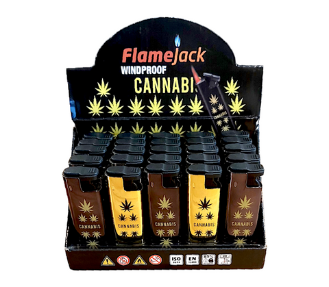 Flamejack Windproof Lighters Black & Gold Leaf Design
