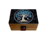 Tree Of Life Printed Wooden Box With Magnetic Compartment