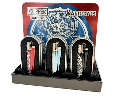 Clipper Metal Flint Lighter "Samurai" With Tin