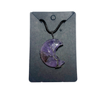 Crescent Moon Shaped Amethyst Crystal Necklace