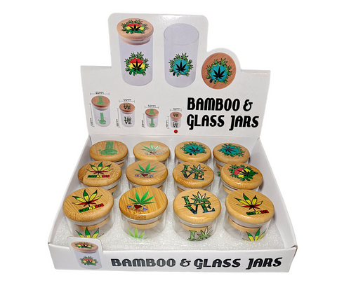 Clear Bamboo & Glass Jars (48 x 40mm) Assorted Designs