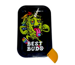 Best Buds LSD Large Metal Rolling Tray with Magnetic Grinder Card