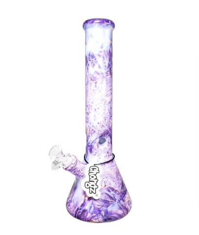 Chongz Glass 35cm 5mm "Tye Dye" Purple Waterpipe