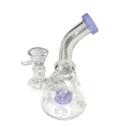 Mini 15cm Percolator Glass Bong (14mm) - Purple Accents