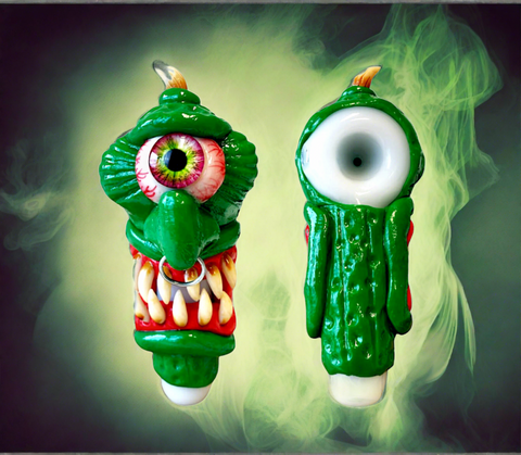 Exhausted Pickle Glass Pipe Monster Edition 15cm
