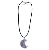 Crescent Moon Shaped Amethyst Crystal Necklace 