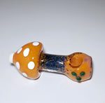 Coloured 3" Glass Pipe "Mushroom" Design Orange