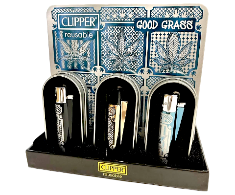 Clipper Metal Flint Lighter "Good Grass" With Tin