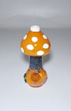 Coloured 3" Glass Pipe "Mushroom" Design Orange