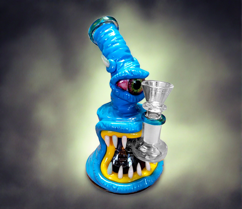 Monster Glass-Clay Bong 16cm Blue