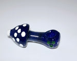 Coloured 3" Glass Pipe "Mushroom" Design Blue