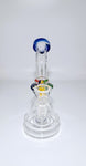 Glass Percolator Bong 17cm - Blue Rim