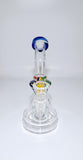 Glass Percolator Bong 17cm - Blue Rim