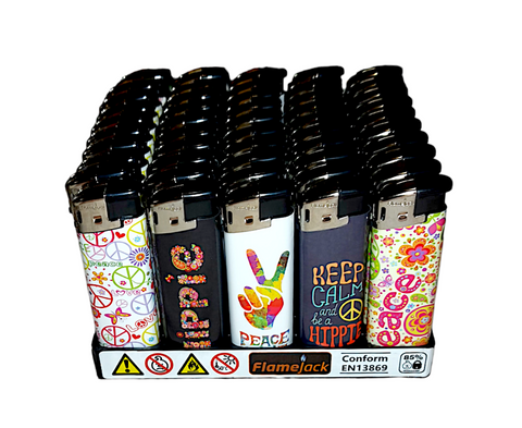 Flamejack Hippie Design Electronic Lighters Assorted