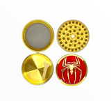 4 part metal spider grinder red and gold.