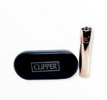 Rose Gold Metal Clipper Lighter and case