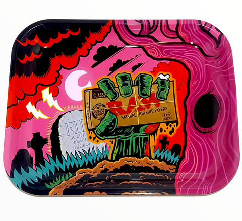 RAW Zombie Metal Rolling Tray - Large uk shipping