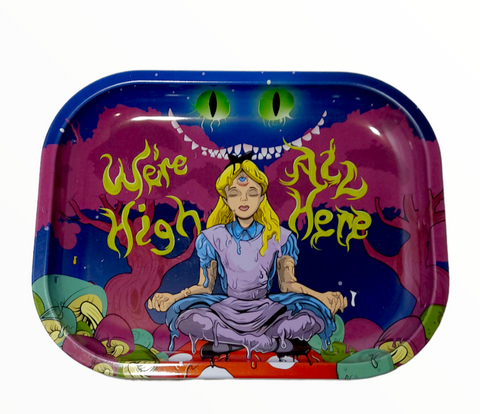 Small Metal Rolling Tray - We're All High Here (18cm x 14cm)