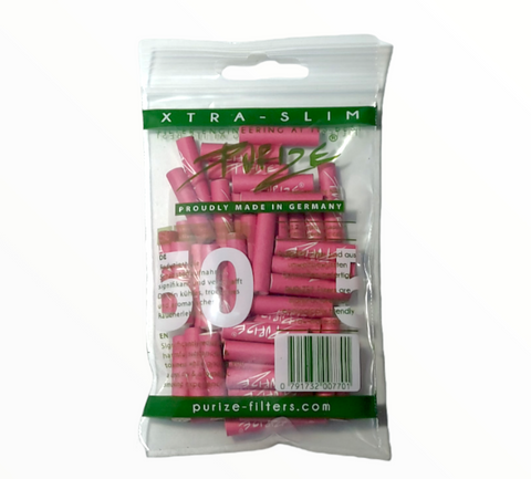 Xtra Slim Pink Filter Tips Bags With Activated Charcoal by Purize (50 per bag)